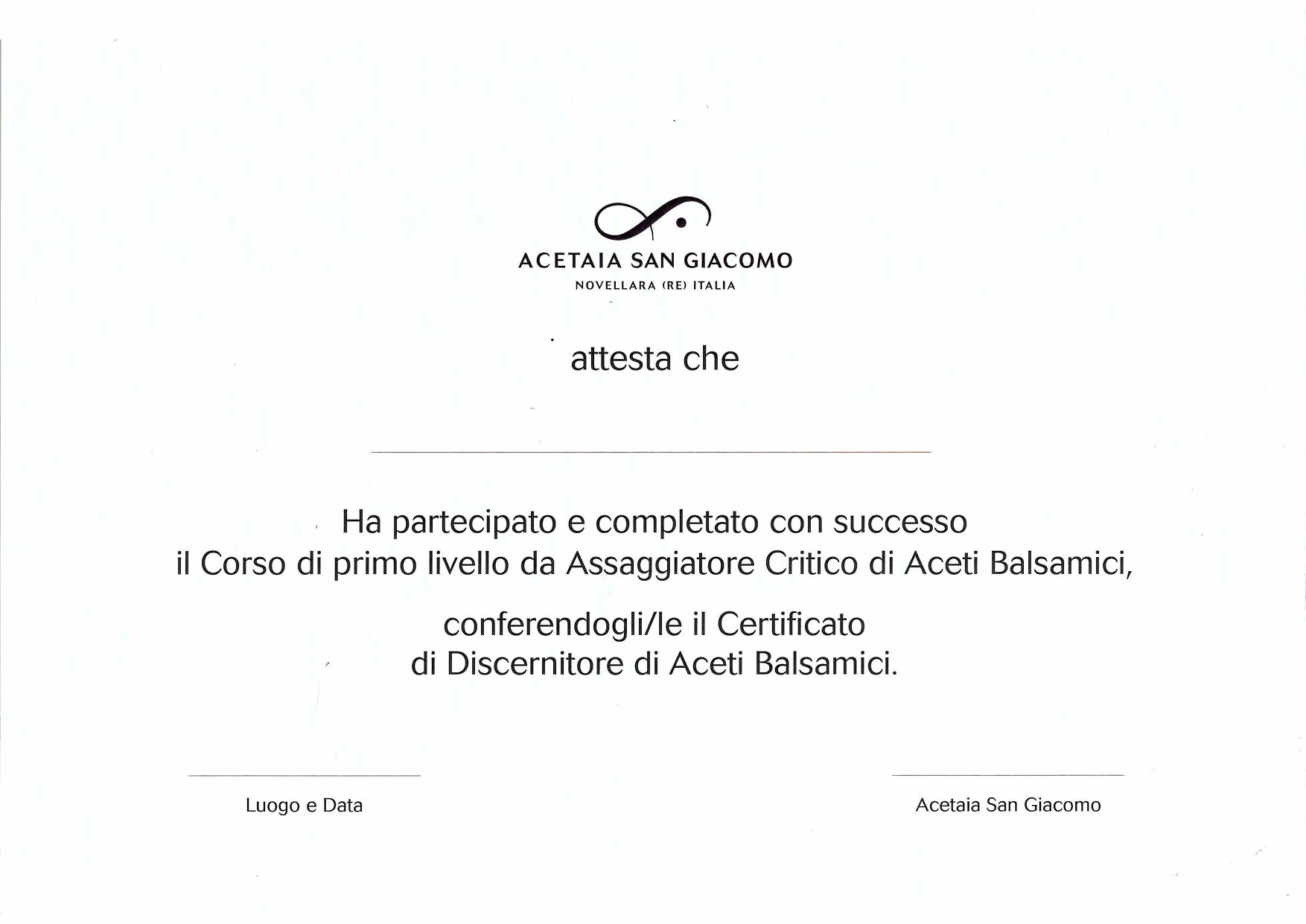 Corso di primo livello da Assaggiatore Critico di Aceti Balsamici