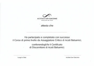 Corso di primo livello da Assaggiatore Critico di Aceti Balsamici